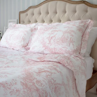 French Bedroom Country Toile Pink Bed Linen (Single Duvet Cover)