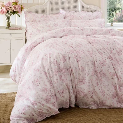 French Bedroom Chelsea Dusky Rose Bed Linen Set, by Rachel Ashwell (Extra Pair of Pillowcases)