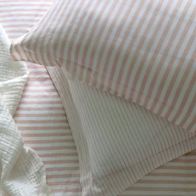 French Bedroom Petite Breton Luxe Pink Stripe Bed Linen Set (King Set)