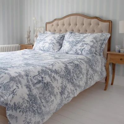 French Bedroom Country Toile Blue Bed Linen (Single Duvet Cover)