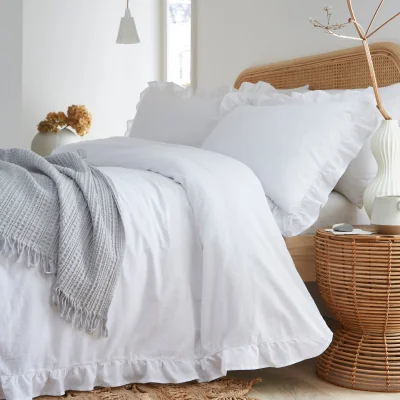 French Bedroom Ruffled Romantic Bed Linen Set (Pair of Ruffle Pillowcases)