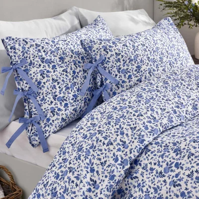 French Bedroom Hannah Rose Bed Linen Set in Blue (Superking Set)