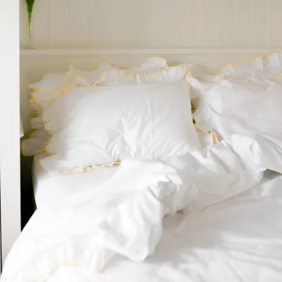 French Bedroom Provence Ruffle 400TC Bed Linen Full Set, in Butter Yellow(King Set)