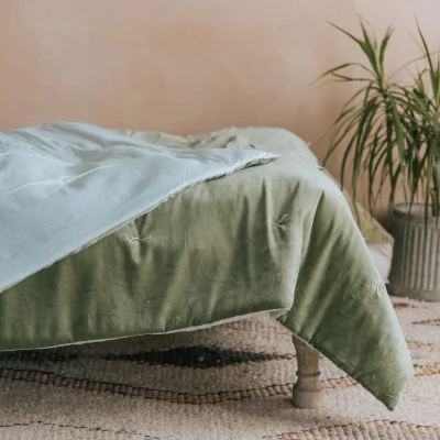Graham & Green Graham and Green Thyme Velvet Pebble Quilt - Super King Size