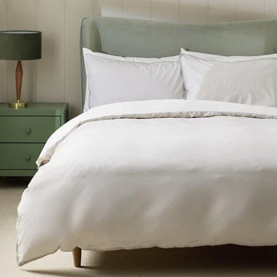 Habitat Habitat Seersucker Blanket Stitch Edge Bedding Set-Superking