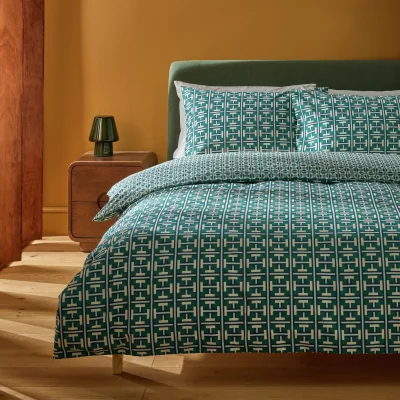 Habitat Habitat Geo Box Print Teal Bedding Set - Superking