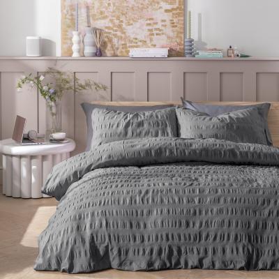 Habitat Habitat Wide Stripe Seersucker Grey Bedding Set - Single