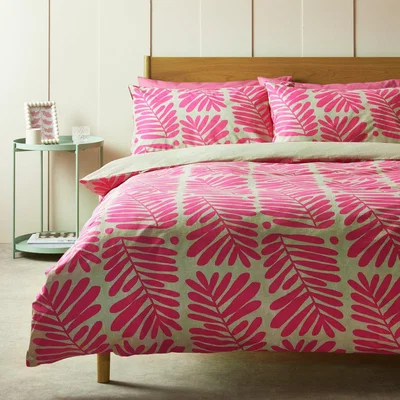 Habitat Habitat Cotton Paper Cut Leaf Pink Bedding Set - Superking
