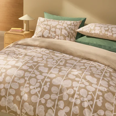 Habitat Habitat Textured Stem Leaf Beige Bedding Set - Superking