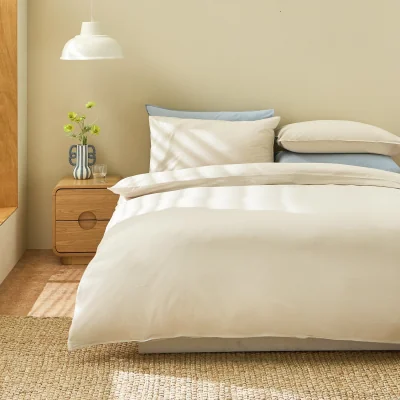 Habitat Habitat Washed Stone Cotton Plain Beige Bedding Set - Single