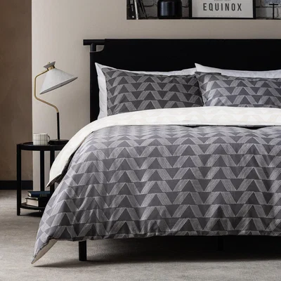 Habitat Habitat Industrial Wave Print Grey Bedding Set - King size