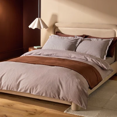 Habitat Habitat Cotton Oxford Edge Stripe Cocoa Bedding Set - Single