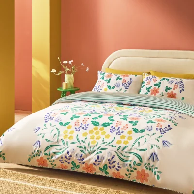 Habitat Habitat Placement Floral White Bedding Set - Single