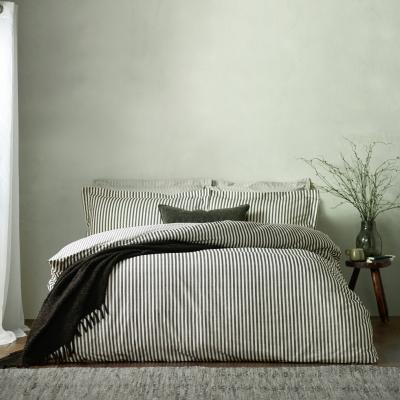 Habitat Yard Hebden Cotton Stripe Black Bedding Set - King Size
