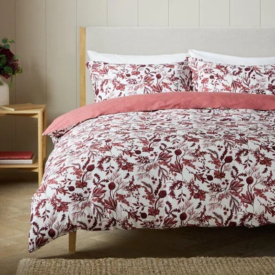 Habitat Argos Home Burgundy Foliage Print Bedding Set - Superking