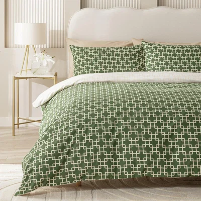 Habitat Habitat Geo Trellis Print Green Bedding Set - Double