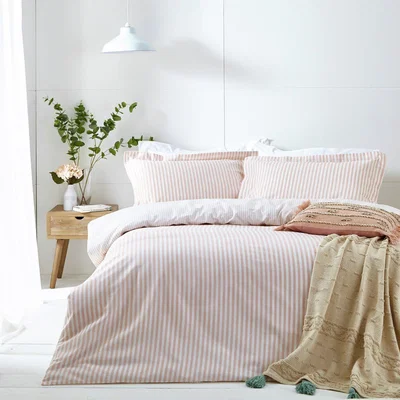 Habitat Yard Hebden Cotton Stripe Blush Bedding Set -  Super king