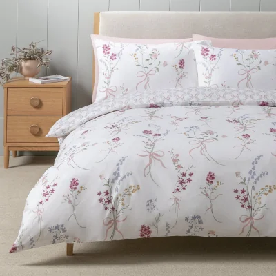 Habitat Habitat Botanical Bows White Bedding Set - Single