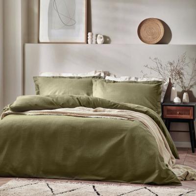 Habitat Yard Cotton Textured Waffle Olive Bedding Set - Double