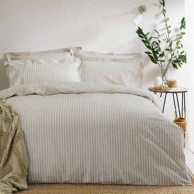 Habitat Yard Hebden Cotton Stripe Natural Bedding Set - Super king
