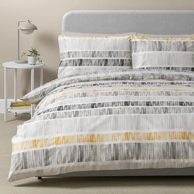 Habitat Habitat Mono Variegated Stripe Grey Bedding Set - Double