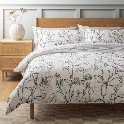 Habitat Habitat Loose Linear Floral White Bedding Set - King size