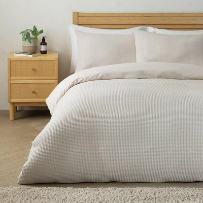 Habitat Habitat Chunky Waffle Cream Bedding Set - Superking