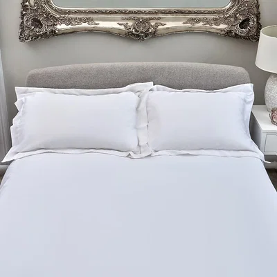 Homebase The Willow Manor Egyptian Cotton Sateen 300 Thread Count Single Duvet Set - Glacier White