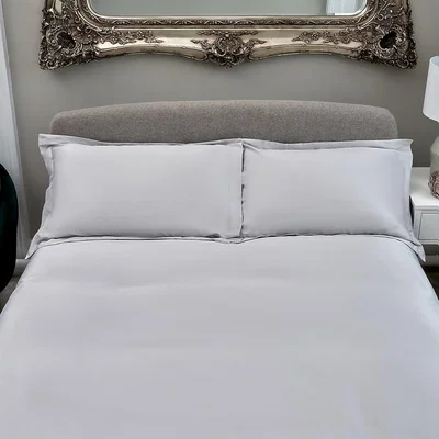 Homebase The Willow Manor Egyptian Cotton Sateen 300 Thread Count Single Duvet Set - Pearl Grey
