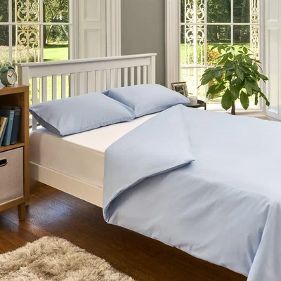 Homebase The Willow Manor Easy Care Percale Single Duvet Set - Light Blue