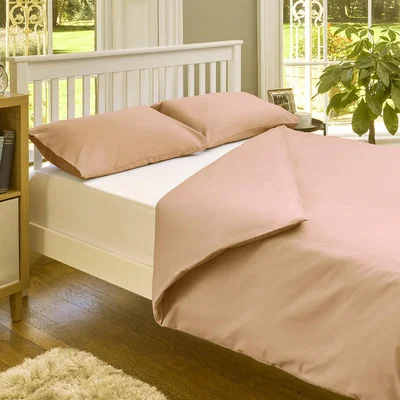 Homebase The Willow Manor Easy Care Percale Double Duvet Set - Pink