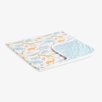 John Lewis John Lewis Safari Animals Reversible Jersey Blanket, 80 x 80cm
