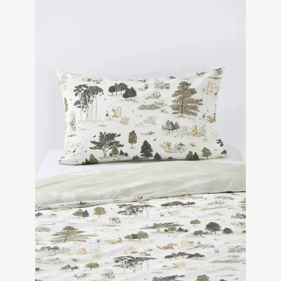 John Lewis Disney x Sanderson Winnie the Pooh Duvet Cover and Pillowcase Set, Multi, Single