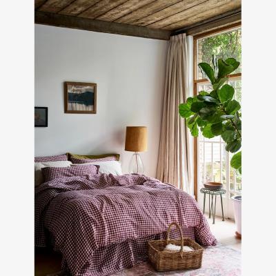 John Lewis Piglet in Bed Gingham Linen Blend Bedding, Berry