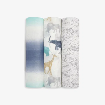 John Lewis Aden + Anais Silky Soft Expedition Swaddle Blankets, Pack of 3, Multi