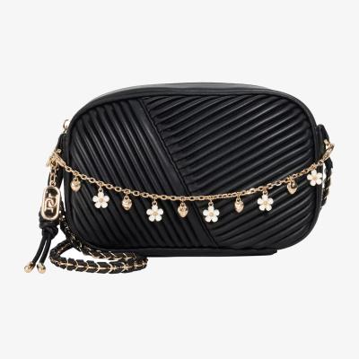 John Lewis Dune Chancery Quilt Charm Crossbody Bag, Black