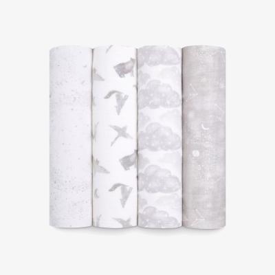 John Lewis Aden + Anais Map GOTS Organic Cotton Large Muslin Swaddle Blanket, Pack of 4, Multi