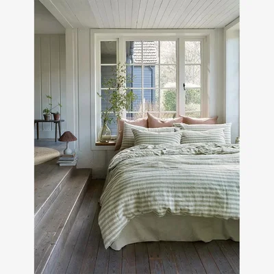 John Lewis Piglet in Bed Check Stripe Linen Bedding