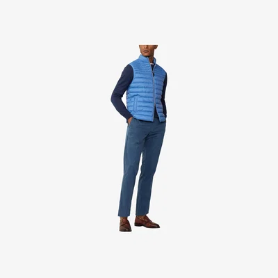 John Lewis Hackett London Water-Resistant Baffled Quilt Gilet, Sea Blue