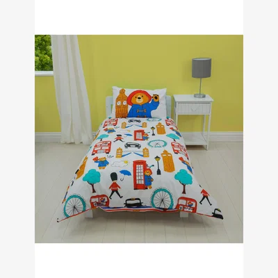 John Lewis Paddington Bear Reversible Duvet Cover and Pillowcase Set, Cotbed Set