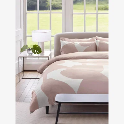 John Lewis Jasper Conran London Floral Leaf Satin Cotton Bedding, Pale Pink