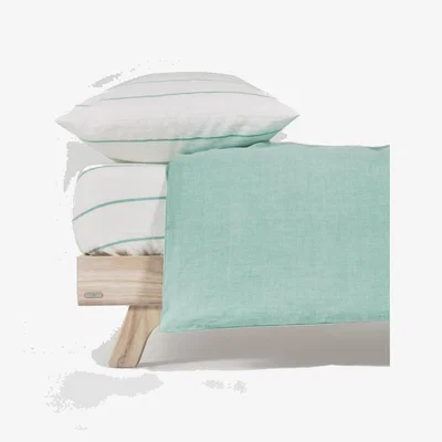 Kave Home Gaitana duvet cover, sheet & pillowcase set in turquoise GOTS-certified cotton 70 x 140 cm
