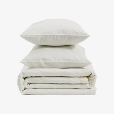 Kave Home Simmel duvet cover and pillowcase set in ecru cotton and linen for 150cm bed