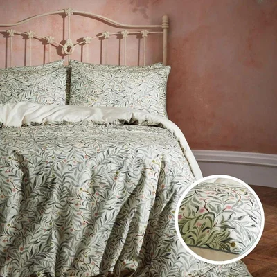 La Redoute Malory Willow Leaf Slub Cotton Duvet Cover & Pillowcase Set