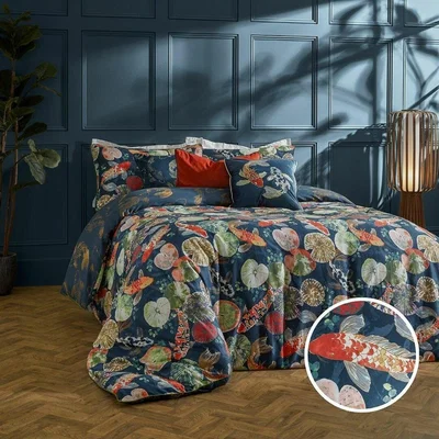 La Redoute Koi Pond 100% Cotton Sateen Duvet Cover and Pillowcase Set