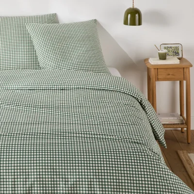 La Redoute Lesia Checked 30% Recycled Cotton Duvet Cover Set with Square Pillowcase
