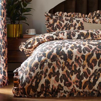 La Redoute Leopard Printed Frill Trim Duvet Cover and Pillowcase Set