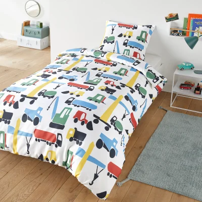 La Redoute Diggers & Trucks Easy Care Bed Set with Square Pillowcase
