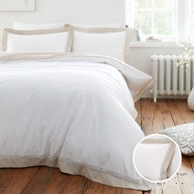 La Redoute Oxford Lace 100% Cotton Duvet Cover and Pillowcase Set