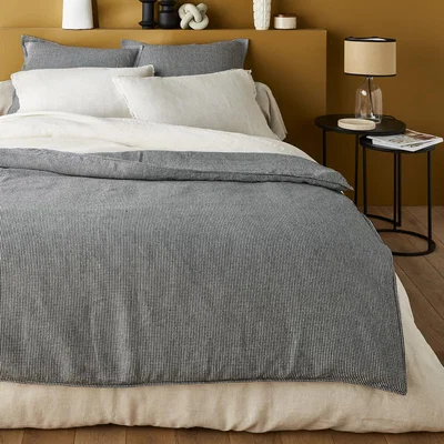 La Redoute Linot Checked 100% Washed Linen Quilt Cover